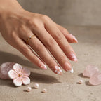 Kentrim Jelly Glue Pink Kentrim Peach Floral Almond Press On Nails-24Pieces(12 Sizes)