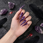 Kentrim Jelly Glue Purple Kentrim 3D Metallic Swirl Purple Halloween Stiletto Press On Nails - 24 Pieces (12 Sizes)