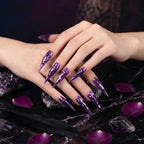 Kentrim Jelly Glue Purple Kentrim 3D Metallic Swirl Purple Halloween Stiletto Press On Nails - 24 Pieces (12 Sizes)