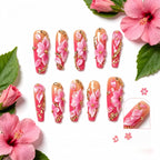 Kentrim 3D Pink Flower Ombre Press On Nails- 10 Pieces (Single Size)