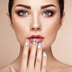 Kentrim Silver Cat Eye Rhinestone Bow Short Square Press On Nails - 10 Pieces Single Size