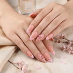 Kentrim Jelly Glue Pink Kentrim Cherry Blossom French Almond Press On Nails - 24 Pieces (12 Sizes)