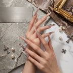 Kentrim Jelly Glue Brown Kentrim Snake Print French Tip Press On Nails - 30 Pieces (15 Sizes)