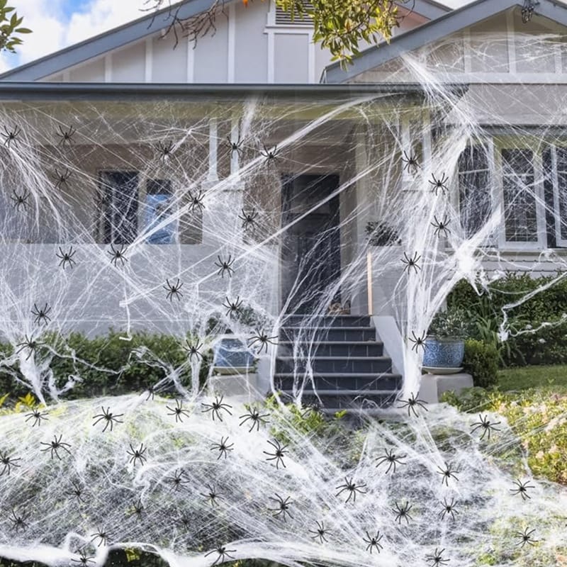 Kentrim Stretch Spider Web 40 Spiders – Halloween Outdoor Decor Secondary image