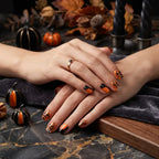 Kentrim Jelly Glue Orange Kentrim Halloween Pumpkin Short Square Press On Nails - 24 Pieces (12 Sizes)