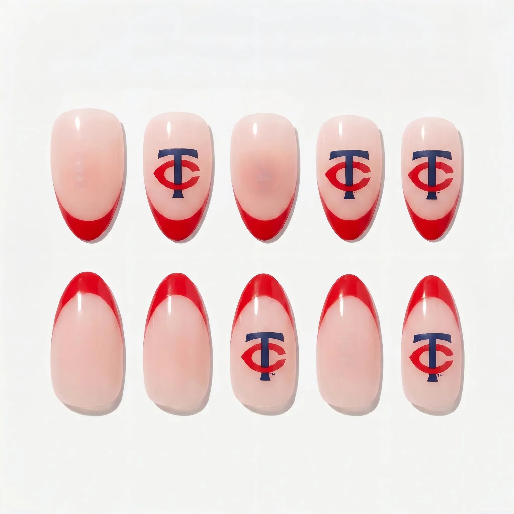 Press on Nails Kentrim Sports Team Logo Almond Press On Nails - 30 Pieces (15 Sizes) Red Main image