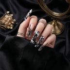 Kentrim Jelly Glue Dark black Kentrim Snake Print French Tip Press On Nails - 30 Pieces (15 Sizes)
