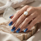 Kentrim Jelly Glue Blue Kentrim Deep Sea Starry Sky Medium Square Press On Nails - 24 Pieces (12 Sizes)
