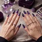 Kentrim Jelly Glue Purple Kentrim Purple Flame Coffin Press On Nails - 24 Pieces (12 Sizes)