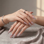 Kentrim Pink Silver Metallic Press On Nails - 30 Pieces, 15 Sizes