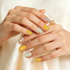 Kentrim Yellow Glitter Polka Dot Short Square Press On Nails - 10 Pieces (Single Size)