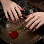 Kentrim Jelly Glue Red Kentrim Gothic Red Gem Press On Nails - 30 Pieces (15 Sizes)