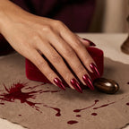Kentrim Jelly Glue Red Kentrim Glossy Metallic Wine Red Long Stiletto Press On Nails - 24 Pieces (12 Sizes)