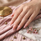 Kentrim Jelly Glue Pink Kentrim Cherry Blossom French Almond Press On Nails - 24 Pieces (12 Sizes)