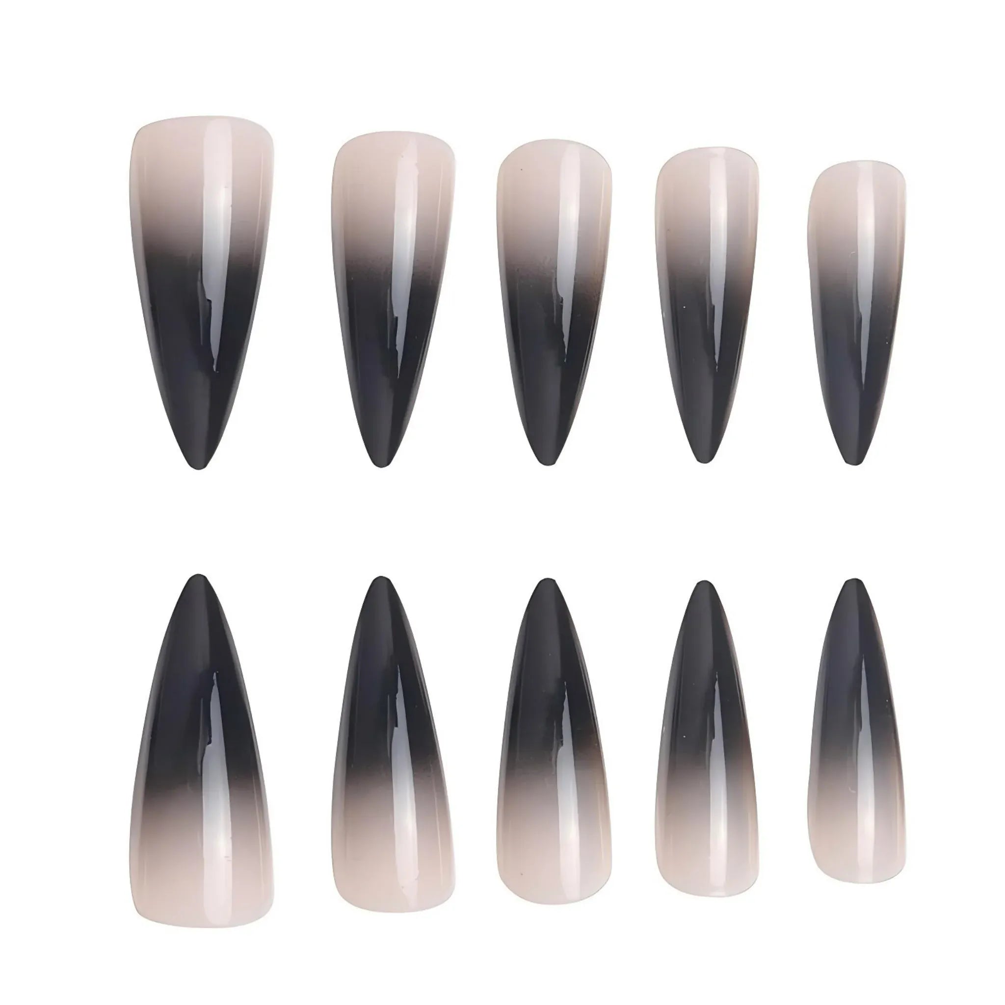 Kentrim Nude Black Gradient Long Almond Press On Nails - 24 Pieces (12 Sizes) Secondary image
