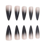 Kentrim Jelly Glue Black Kentrim Nude Black Gradient Long Almond Press On Nails - 24 Pieces (12 Sizes)