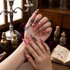Kentrim Jelly Glue Red Kentrim Bloody Drip Angel Key Halloween Stiletto Press On Nails - 24 Pieces (12 Sizes)