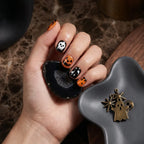 Kentrim Jelly Glue Orange Kentrim Halloween Ghost & Pumpkin Short Square Press On Nails - 24 Pieces (12 Sizes)