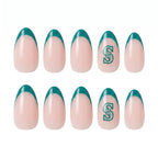 Kentrim Jelly Glue Green Kentrim Team Logo Almond Press On Nails - 30 Pieces (15 Sizes)