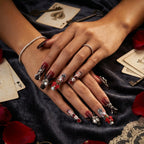 Kentrim Jelly Glue Red Kentrim Alice in Wonderland Themed Press On Nails - 30 Pieces (15 Sizes)
