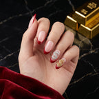 Press on Nails Kentrim French Tip Sign Almond Dollar Press On Nails - 30 Pieces, 15 Sizes