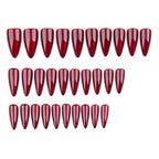 Kentrim Jelly Glue Red Kentrim Glossy Metallic Wine Red Long Stiletto Press On Nails - 24 Pieces (12 Sizes)