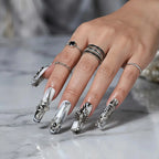 Kentrim Jelly Glue White Kentrim Marbled Snake & Scorpion Press On Nails - 30 Pieces (15 Sizes)