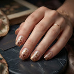 Kentrim Jelly Glue Gold Kentrim Nude Pink with Gold Leaf Medium Square Press On Nails - 24 Pieces (12 Sizes)