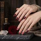 Kentrim Jelly Glue Red Kentrim Wine Red Tortoiseshell & Heart Medium Square Press On Nails - 24 Pieces (12 Sizes)