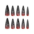 Kentrim Jelly Glue Black Kentrim Vampire Red to Black Gradient Stiletto Press On Nails - 24 Pieces (12 Sizes)