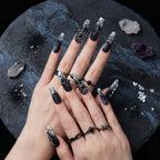 Kentrim Jelly Glue Dark black Kentrim Gothic Gradient Cross Press On Nails - 30 Pieces (15 Sizes)