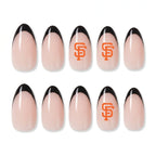 Press on Nails Kentrim Sports Team Logo Almond Press On Nails - 30 Pieces (15 Sizes) Light black