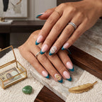 Press on Nails Kentrim French Tip Sign Almond Dollar Press On Nails - 30 Pieces, 15 Sizes