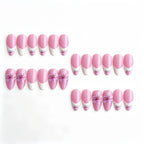Kentrim Pink White French Tip 3D Flower Medium Almond Press On Nails - 24 Pieces, 12 Sizes