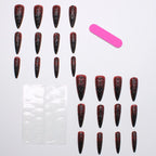 Kentrim Jelly Glue Black Kentrim Gothic Red to Black Gradient Stiletto Press On Nails with Black Carvings - 24 Pieces (12 Sizes)