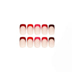 Kentrim Multicolor French Tip Short Square Press On Nails - 24 Pieces, 12 Sizes