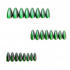Kentrim Jelly Glue Green Kentrim Dark Green Cat Eye Almond Press On Nails - 24 Pieces (12 Sizes)