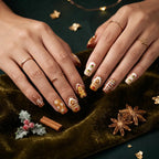 Kentrim Jelly Glue Brown Kentrim Gingerbread Man Christmas Medium Square Press On Nails - 24 Pieces (12 Sizes)