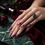 Kentrim Jelly Glue Red Kentrim Halloween Blood Splatter Long Stiletto Press On Nails - 24 Pieces (12 Sizes)