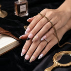 Kentrim Jelly Glue Pink Kentrim Nude Pink French Press On Nails with Polka Dot & Flower Details- 24 Pieces (12 Sizes)
