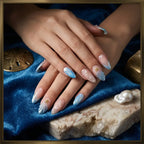 Kentrim Jelly Glue Blue Kentrim Ocean-themed Blue & Nude Gradient Press On Nails with Shell & Starfish Details - 24 Pieces (12 Sizes)