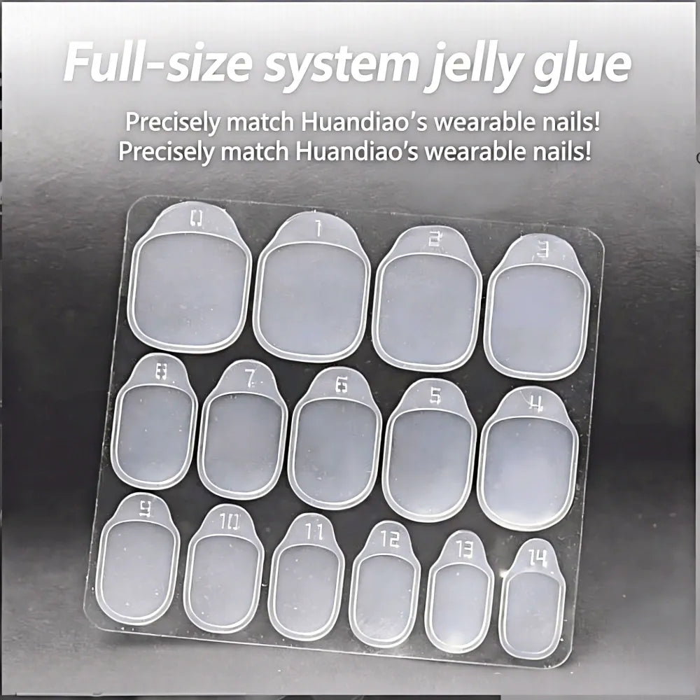 Nail Adhesive Tabs | Jelly Sticky Pads for Reusable Press On Nails, 30 Pcs, 15 Sizes Secondary image