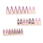 Kentrim Jelly Glue Pink Kentrim Pink Spider Pumpkin Long Coffin Halloween Press On Nails - 24 Pieces (12 Sizes)