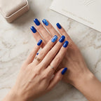 Kentrim Jelly Glue Blue Kentrim Klein Blue Marble Medium Square Press On Nails - 24 Pieces (12 Sizes)