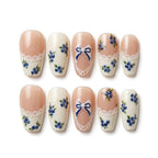 Blueberry Ribbon Press On Nails White Background