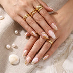 Kentrim Jelly Glue Gold Kentrim Gold Accent Almond Press On Nails - 24 Pieces (12 Sizes)