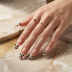 Kentrim Jelly Glue White Kentrim Cow Print French Tip Press On Nails - 30 Pieces (15 Sizes)