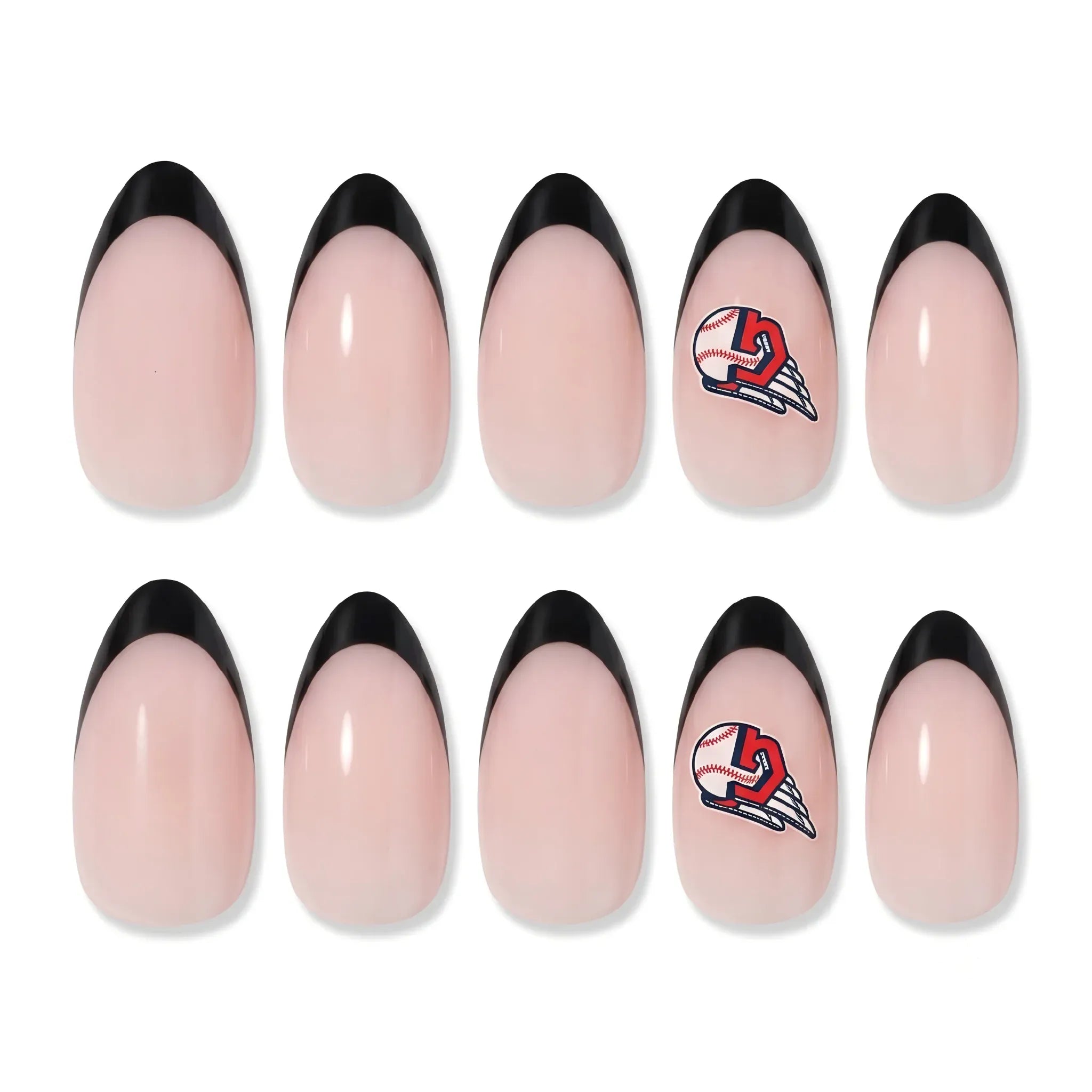 Kentrim Jelly Glue Black Kentrim Team French Tip Press On Nails - 30 Pieces (15 Sizes)