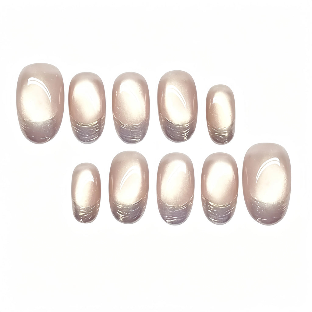Kentrim Nude Silver Ombre Medium Almond Press On Nails - 10 Pieces (Single Size)