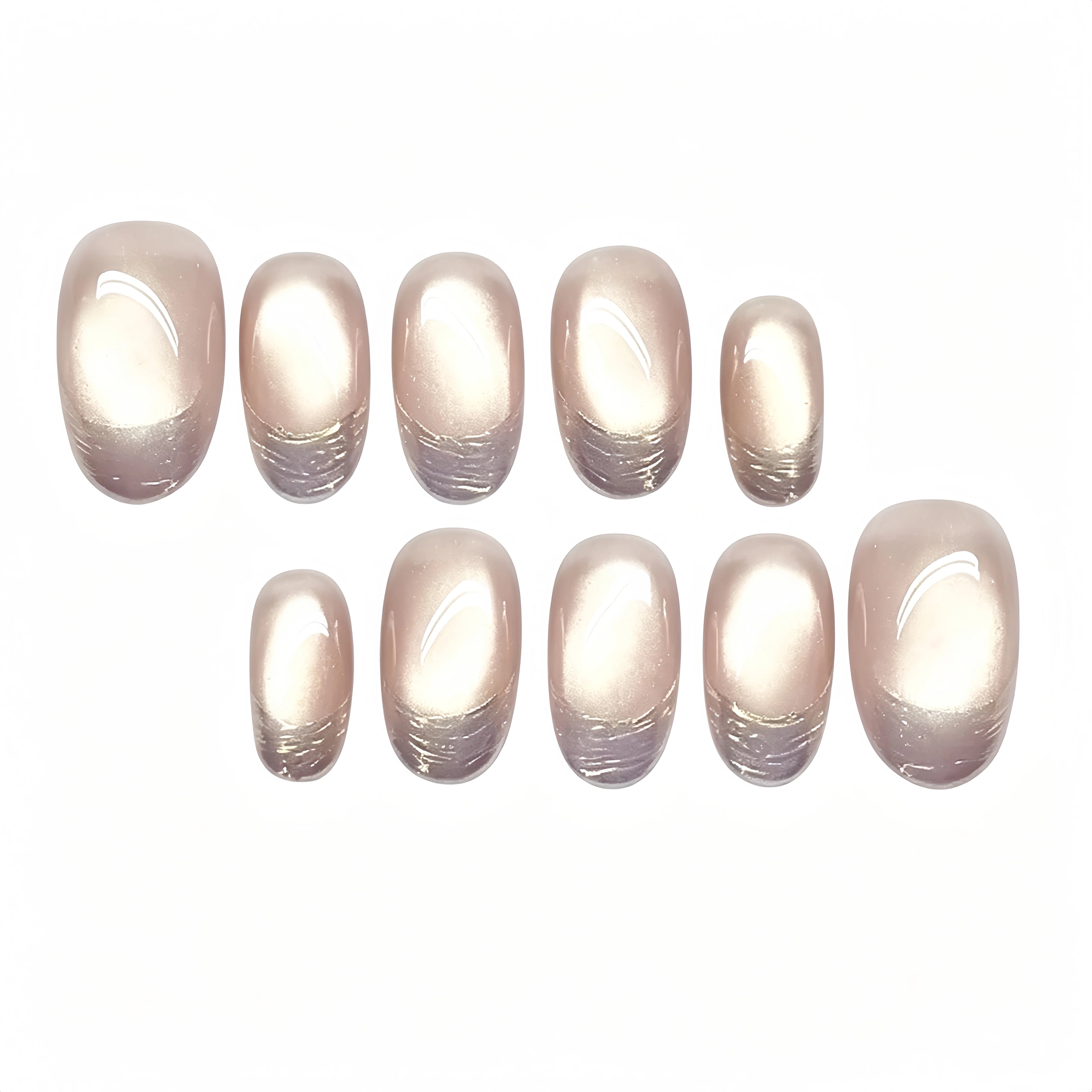 Kentrim Nude Silver Ombre Medium Almond Press On Nails - 10 Pieces (Single Size)